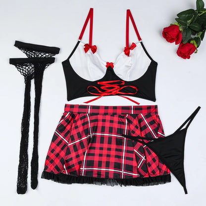 Verleidelijke Schoolgirl Lingerieset – Sexy Schoolkostuum voor Vrouwen