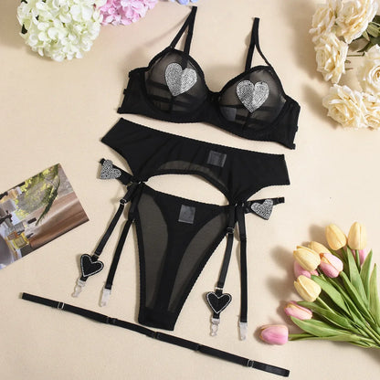 Crystal Heart Lingerie Set