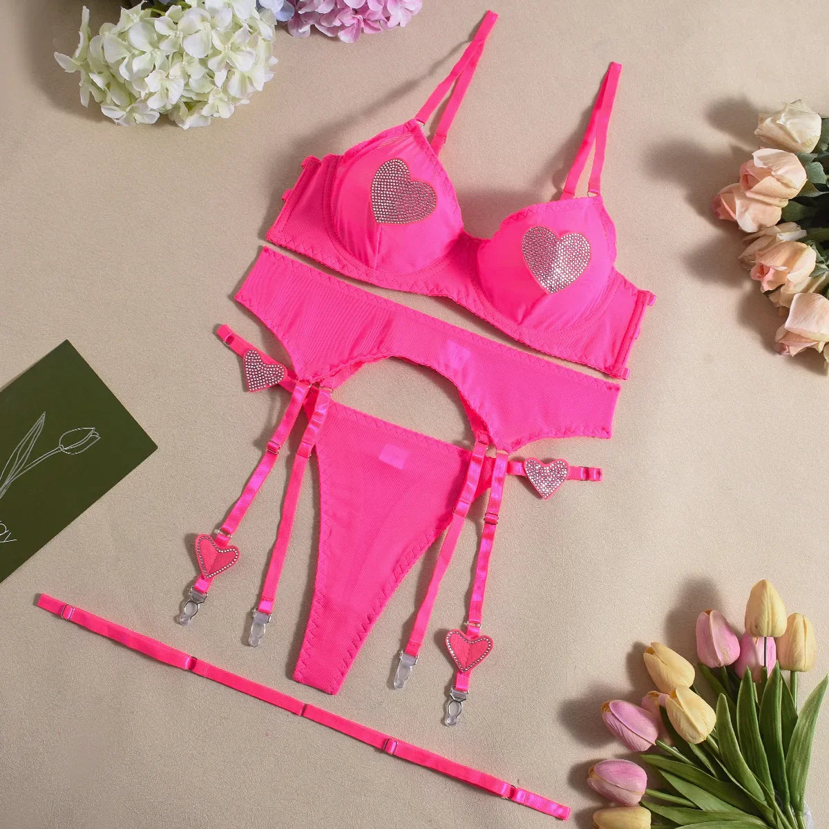 Crystal Heart Lingerie Set