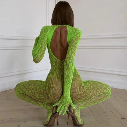 Serpent Backless Lace Catsuit