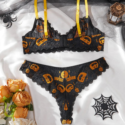 Pumpkin Lace Lingerie Set