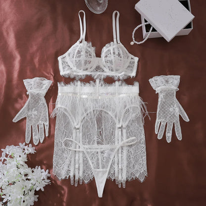Feather Lace Lingerie Set