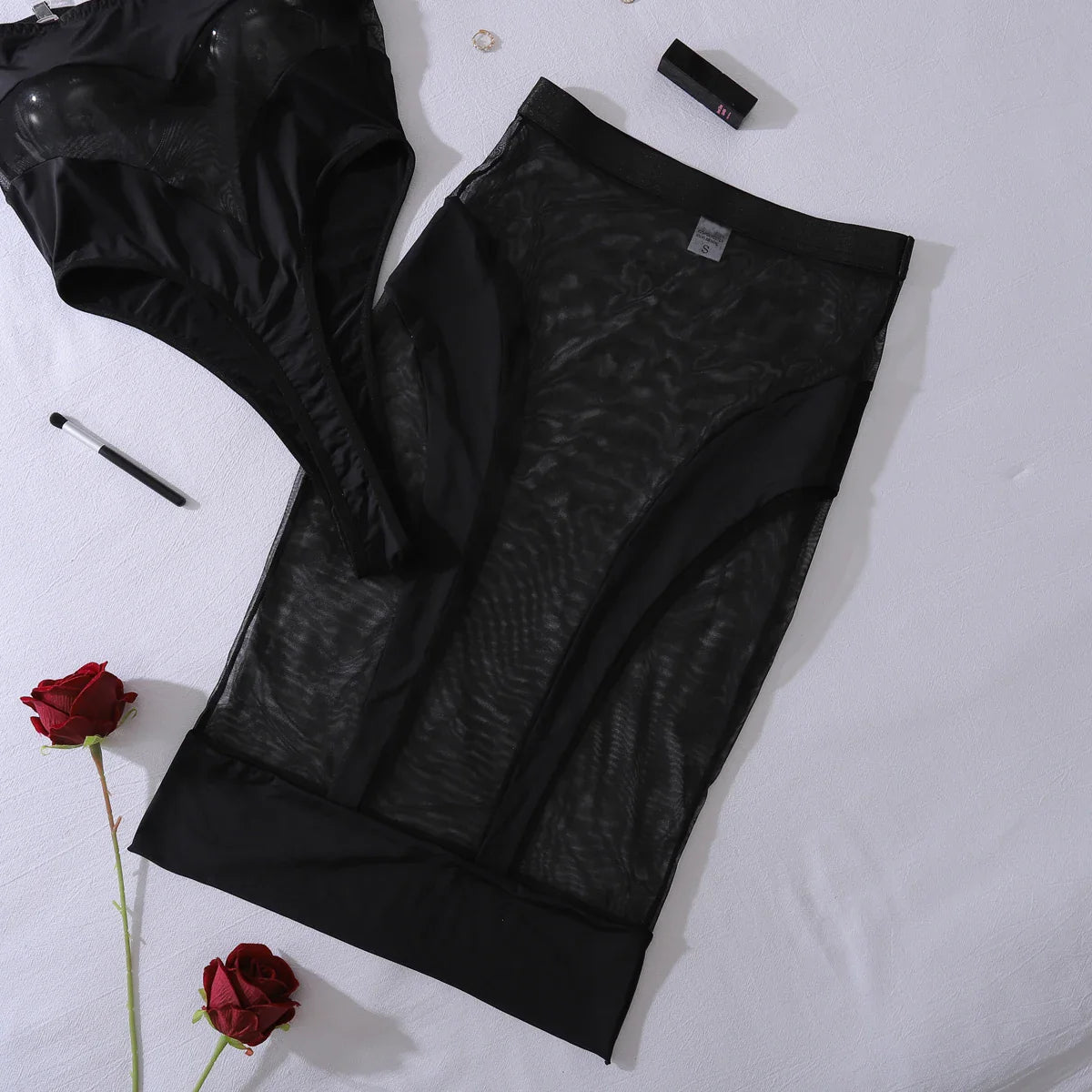 Sheer Temptation Mesh Bodysuit Set