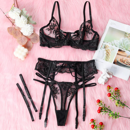 Lace Strappy Lingerie Set