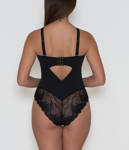Curvy Kate Scantilly Indulgence Black Latte Stretch Lace Bodysuit 010704