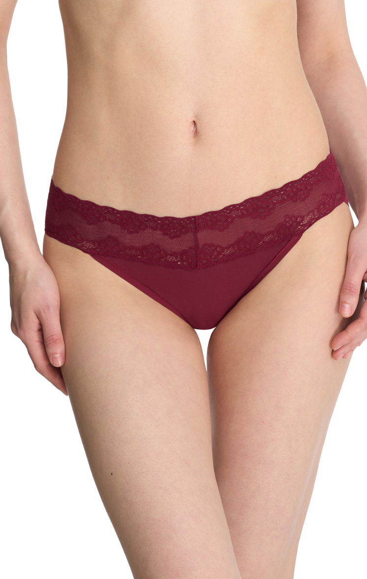 Natori Bliss Perfection V-Kini #756092 - LivingCurves Panties One Size / Dark Cherry