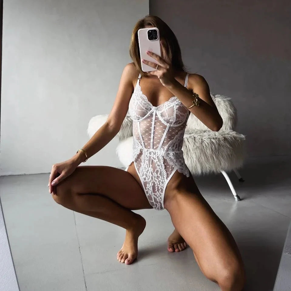 Sheer Hearts Corset Bodysuit