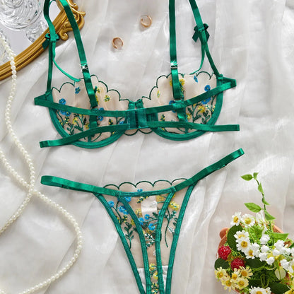 Wildflower Embroidery Lingerie Set