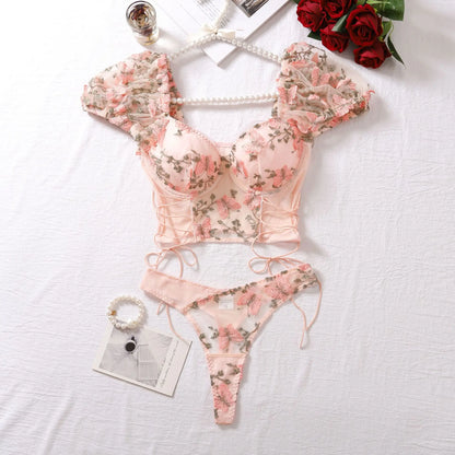 Butterfly Whimsy Embroidered Lingerie Set