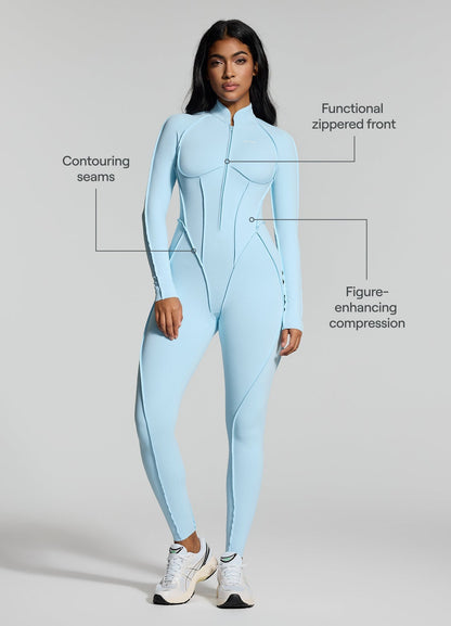 VÉRA – Full-Length Shaping Catsuit - LivingCurves Bodysuit Sky Blue / XS