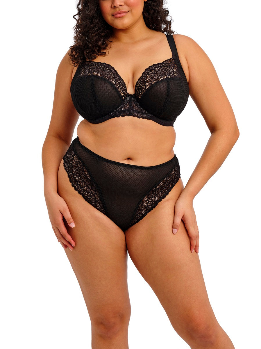 Elomi Tiernie Black High Cut Brief Panty 303350