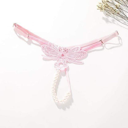 AURANELLE – Verstelbare Tanga met Vlinderdetail en Parelsluiting