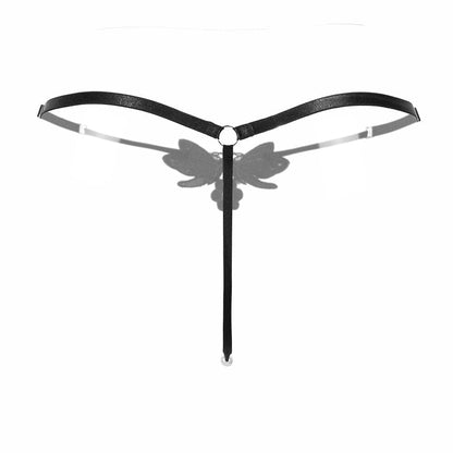 AURANELLE – Verstelbare Tanga met Vlinderdetail en Parelsluiting