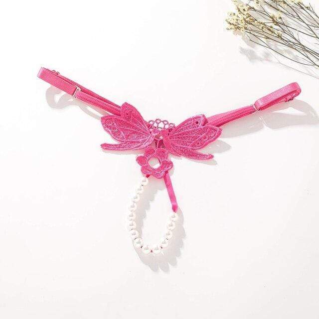 AURANELLE – Verstelbare Tanga met Vlinderdetail en Parelsluiting