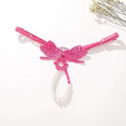 AURANELLE – Verstelbare Tanga met Vlinderdetail en Parelsluiting