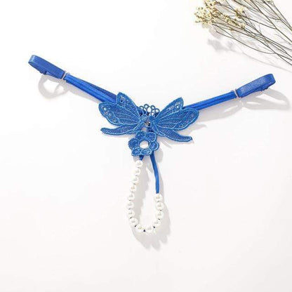 AURANELLE – Verstelbare Tanga met Vlinderdetail en Parelsluiting