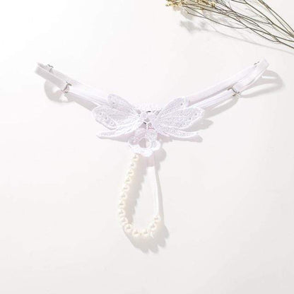 AURANELLE – Verstelbare Tanga met Vlinderdetail en Parelsluiting