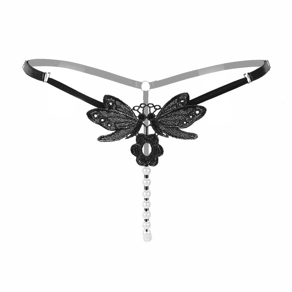 AURANELLE – Verstelbare Tanga met Vlinderdetail en Parelsluiting