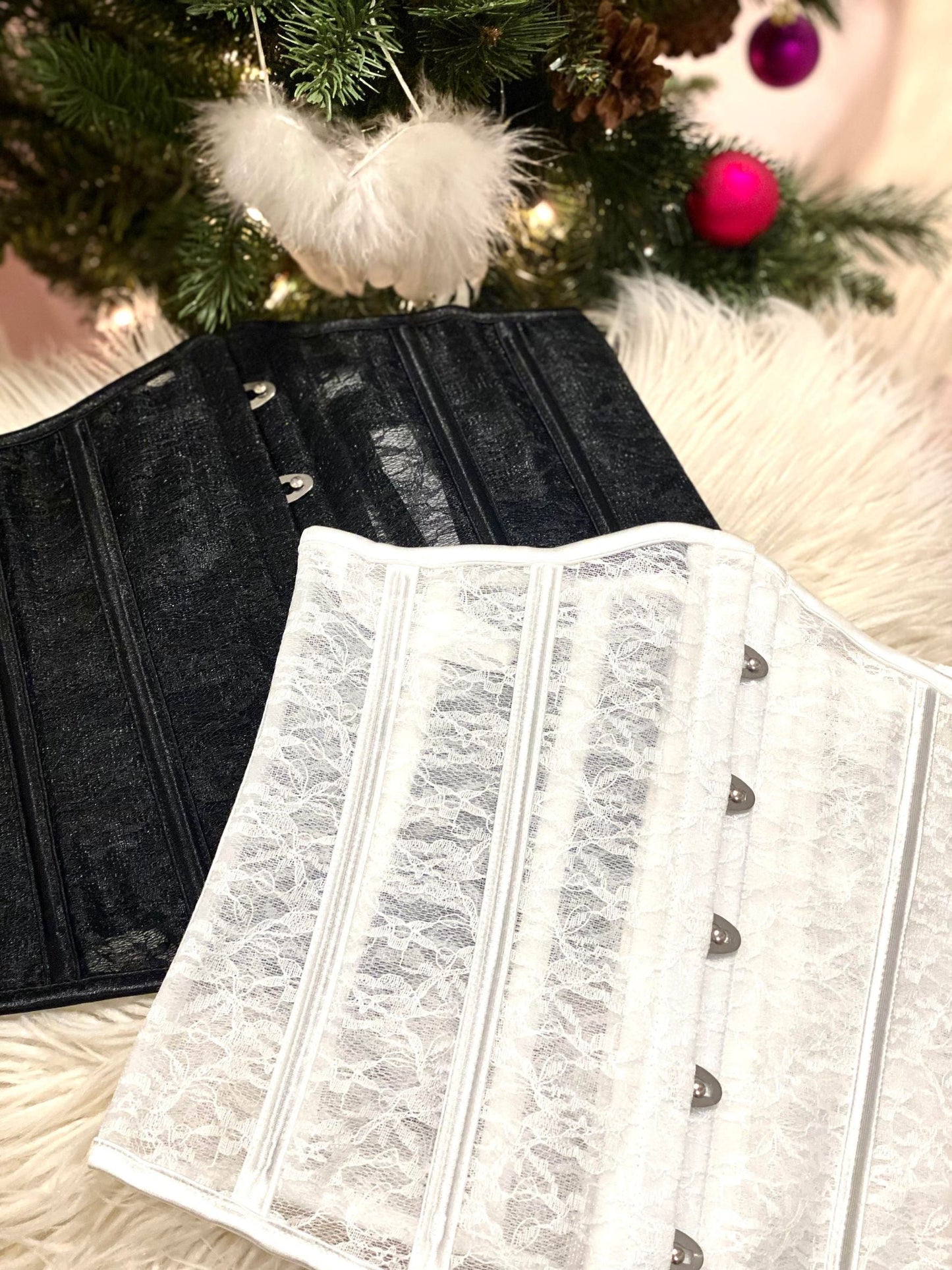 Underbust Black and White Lace Corset