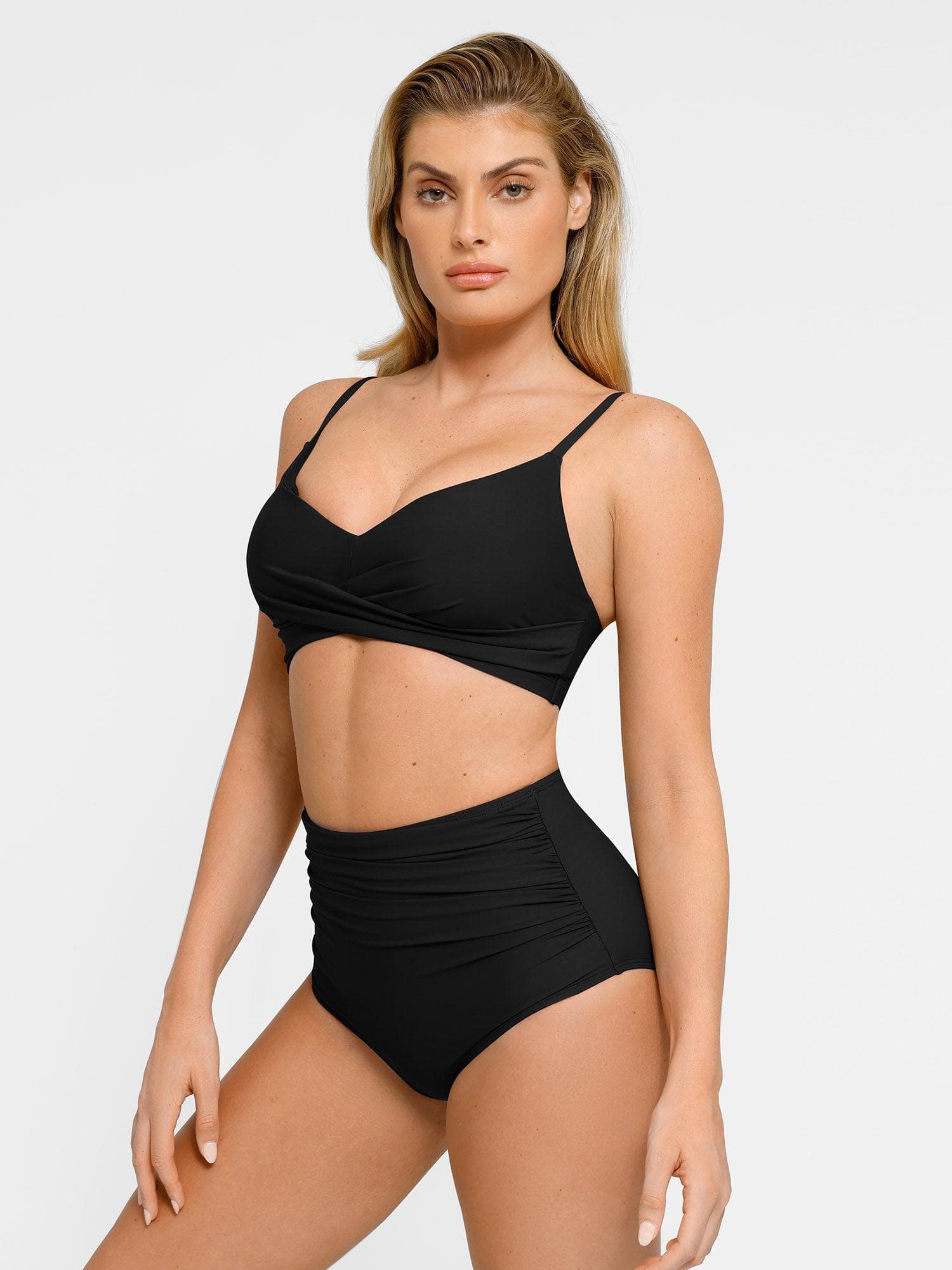 ORALIA – HIGH-WAIST BIKINI TOP - LivingCurves Two-piece Swimsuit Zwart / S