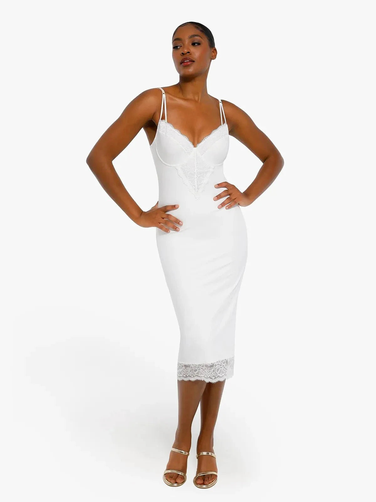 ELORIA – Shaping Lace Midi Dress