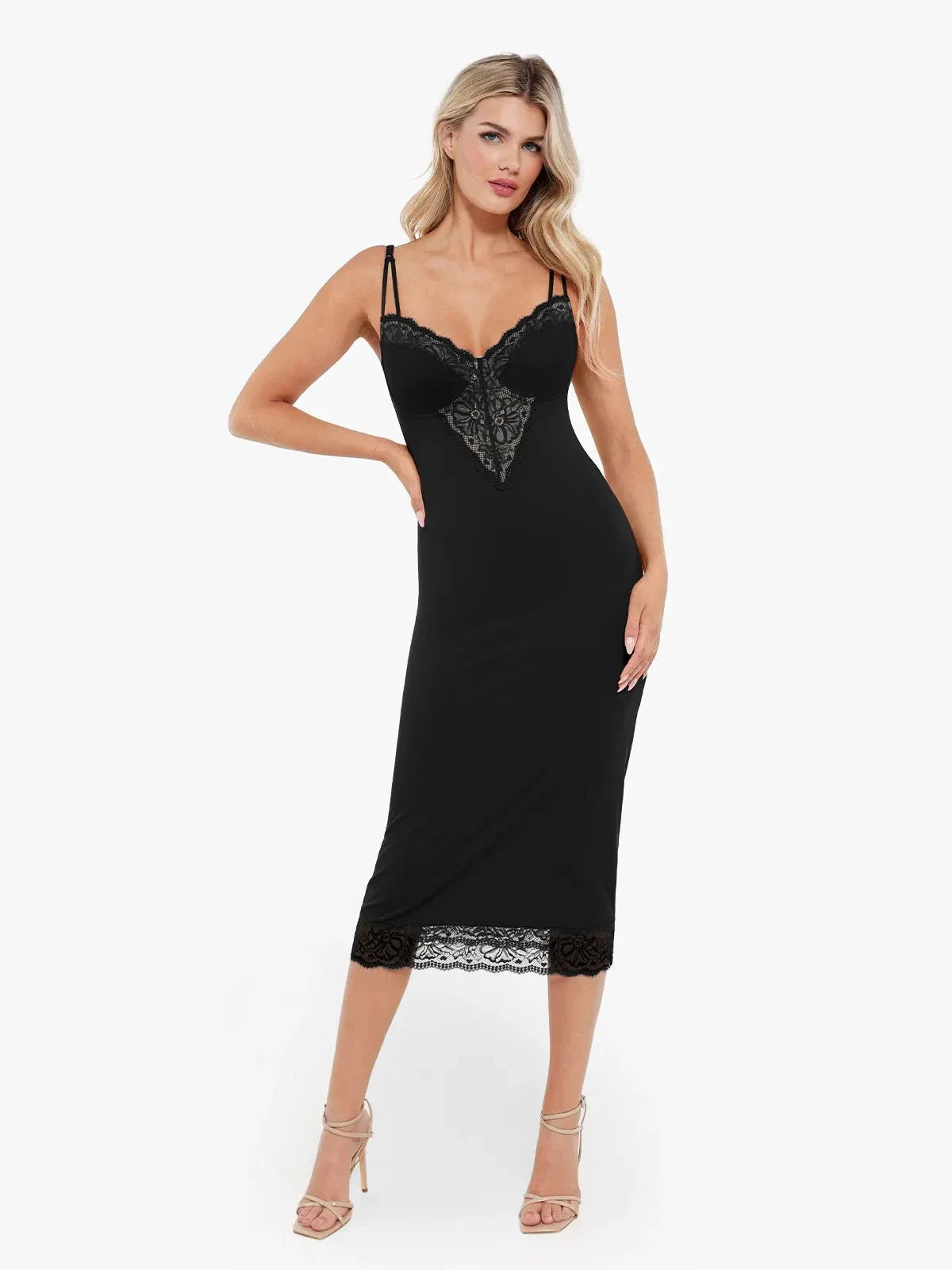 ELORIA – Shaping Lace Midi Dress