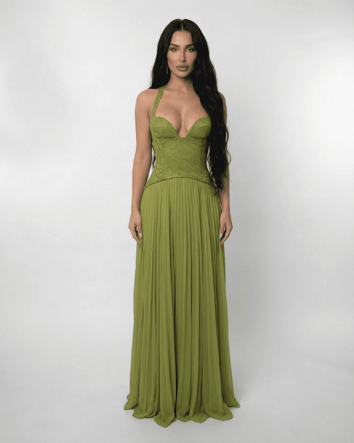 Maxi Jurk Halter met Corset Look en Vetersluiting