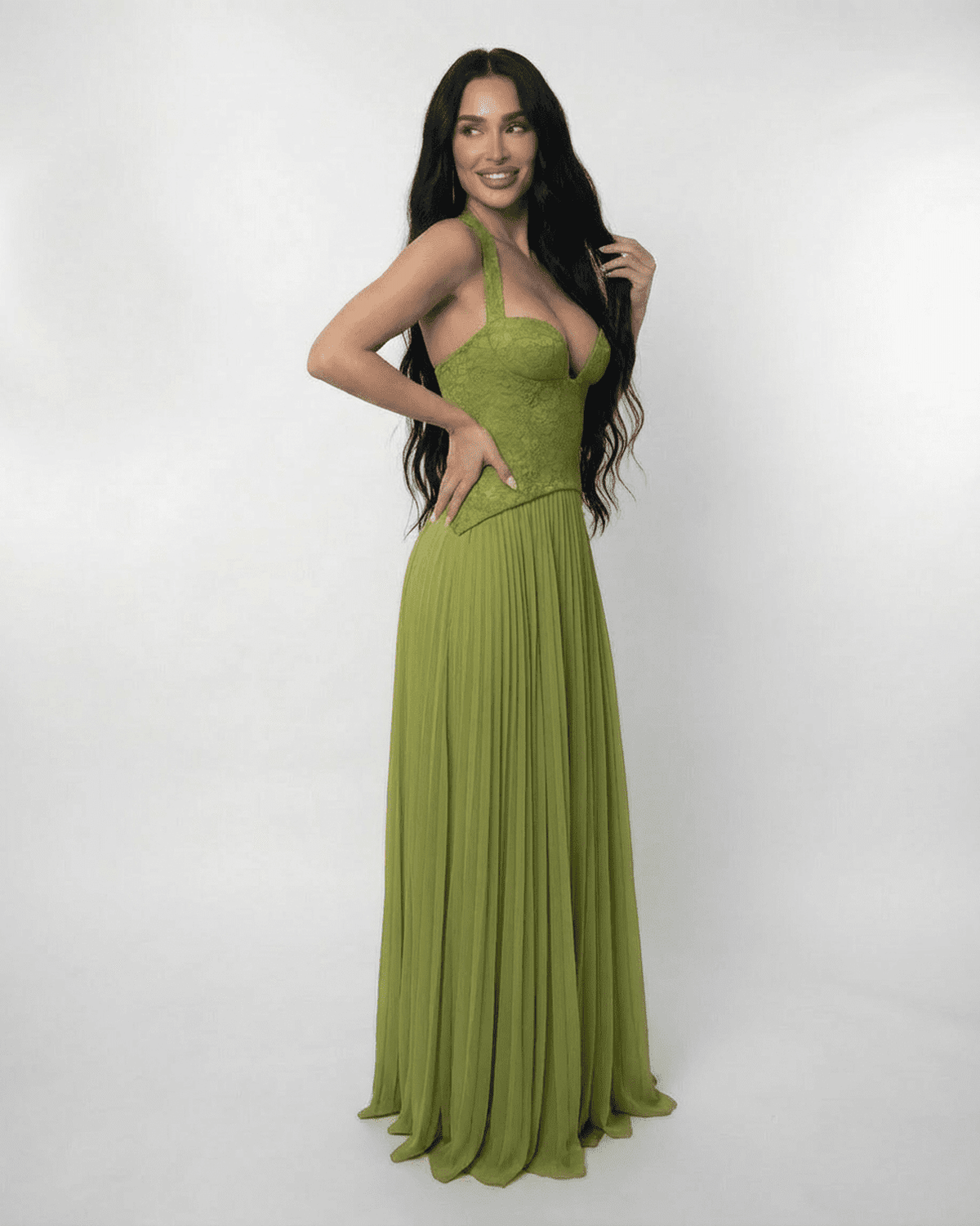 Maxi Jurk Halter met Corset Look en Vetersluiting