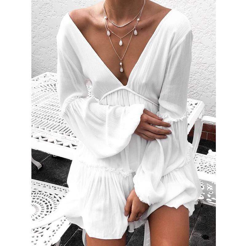 Lyona white beach dress – witte strandjurk van luchtige stof