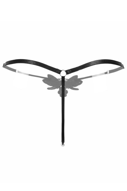PERLA – Pearl Butterfly Thong - LivingCurves Black / One Size