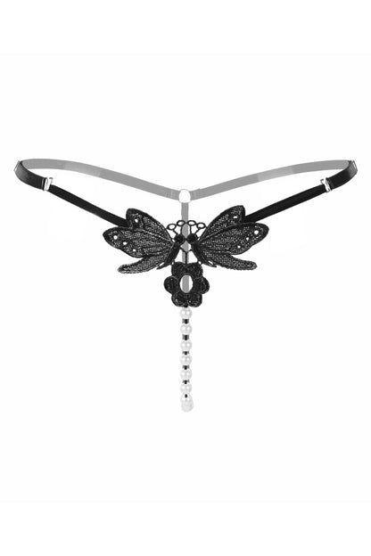 PERLA – Pearl Butterfly Thong - LivingCurves Black / One Size