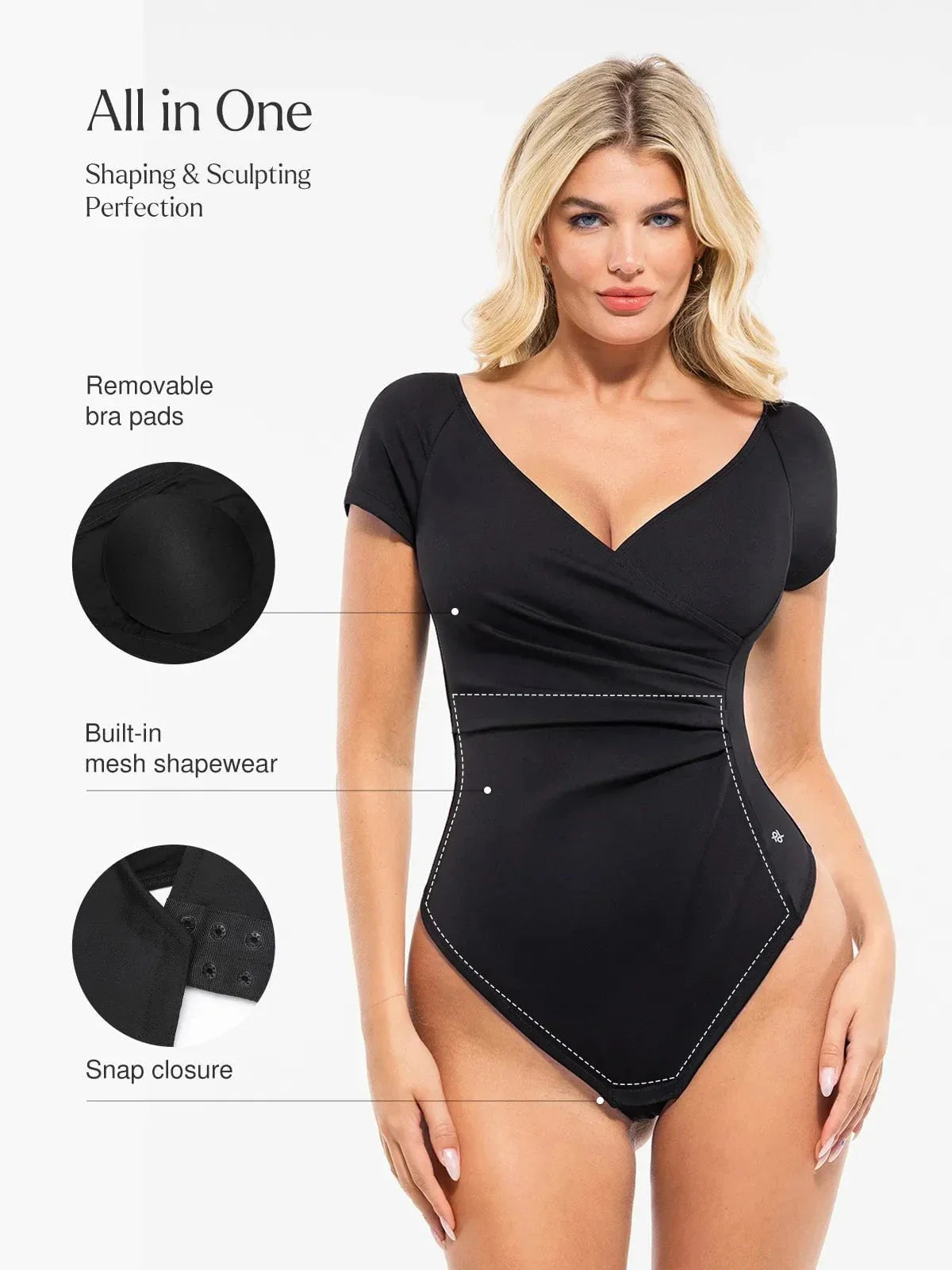 ISOLA – Bodysuit met Peach Heart Halslijn - LivingCurves Zwart / XS