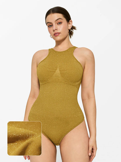 Shapewear Metallic Seamless Tummy-Control Skin-Friendly Bodysuit - LivingCurves Orange Yellow / XS