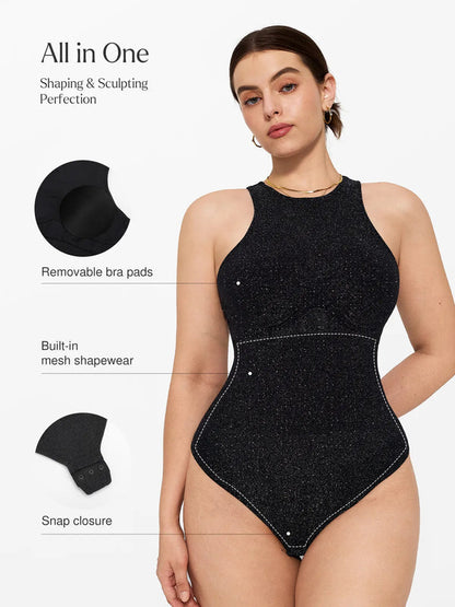 Shapewear Metallic Seamless Tummy-Control Skin-Friendly Bodysuit - LivingCurves Orange Yellow / XS