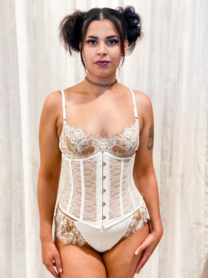 Underbust Black and White Lace Corset