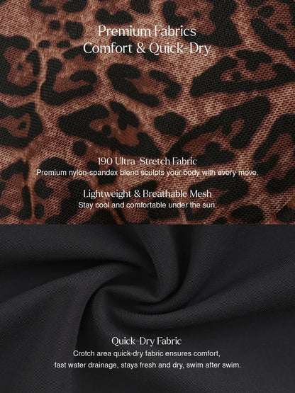 Shapewear Halter Tummy Control One Piece Swimsuit - LivingCurves Leopard Swimwear Leopard / XS