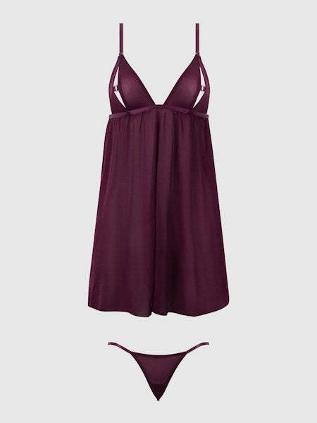 Yasmine – Shimmer Mesh O-Ring Babydoll Set