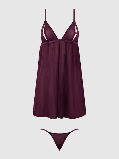 Yasmine – Shimmer Mesh O-Ring Babydoll Set