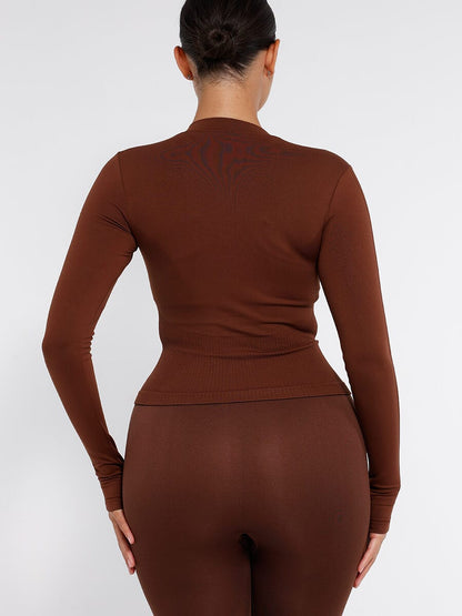 CAIA – Seamless Shaping Top - LivingCurves activewear Dark Brown / S
