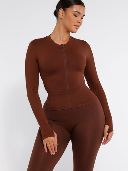 CAIA – Seamless Shaping Top - LivingCurves activewear Dark Brown / S