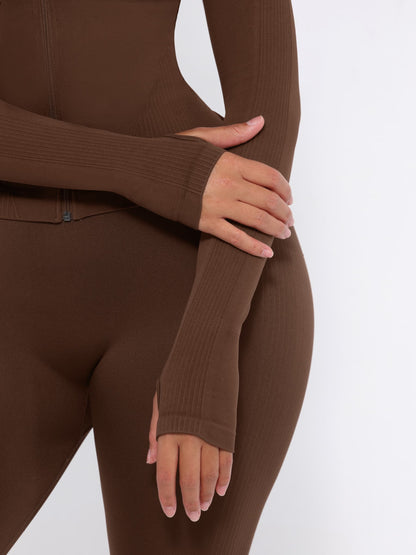 CAIA – Seamless Shaping Top - LivingCurves activewear Dark Brown / S