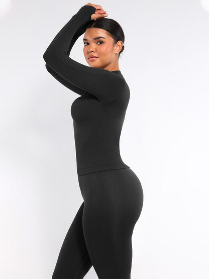 CAIA – Seamless Shaping Top - LivingCurves activewear Dark Brown / S