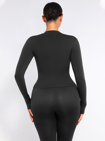 CAIA – Seamless Shaping Top - LivingCurves activewear Dark Brown / S