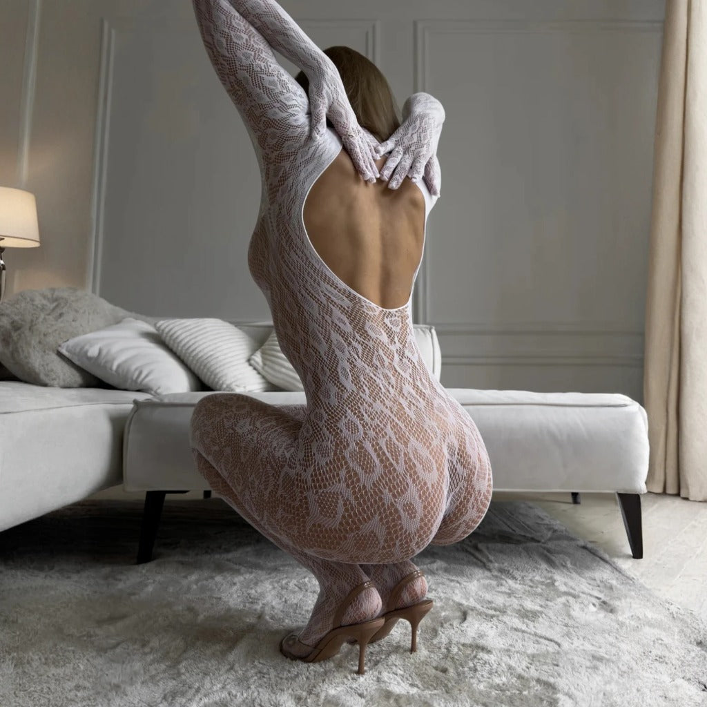 Serpent Backless Lace Catsuit