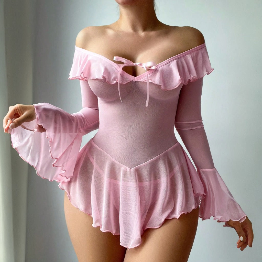 Sweet Ruffle Mesh Nightdress
