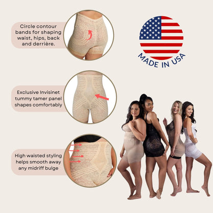 Style 6207 | No Roll High Waist Lace Thigh Slimmer with Extra Firm Support - LivingCurves High Waist Leg Shaper Mokka / S/26