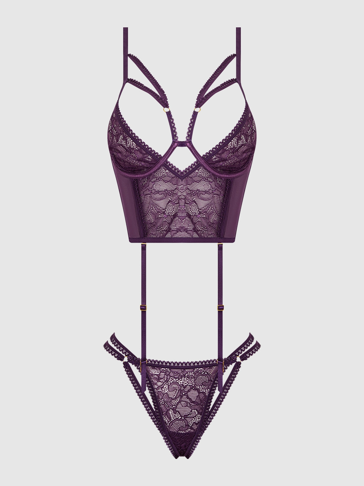 Bianca – Strappy Kanten Bustier & String Set