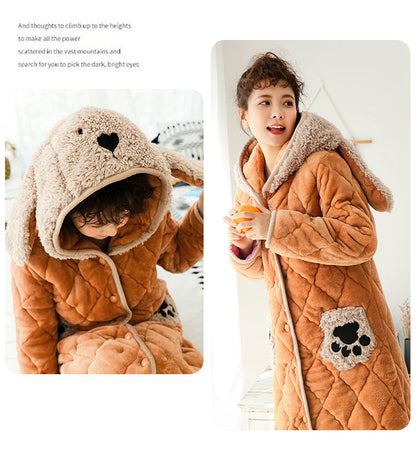 Coral Fleece Winter Extra Thick And Long Nightgown