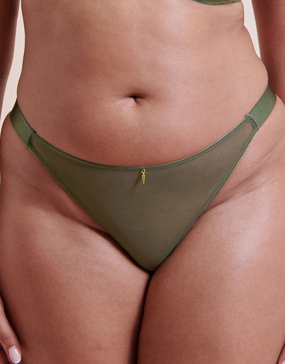 VERNY – Tanga in Fern Green - LivingCurves Lingerie Bottom L