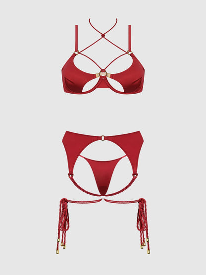 Iryna – Satijnen Lingerieset met Open Cups & Touwdetails